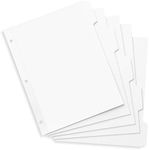 Blue Summit White Binder Dividers with Reinforced Edge, 1/5 Cut Tabs, 100 Dividers, 3 Hole Punch Printable Dividers for Binders, 20 Sets