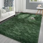 Pettop Fluffy Deep Green Rug for Bedroom Living Room, 6x9 Feet Rectangle Large Rug Plush Fuzzy Carpet for Girls Kids Boys, Non-Slip and Washable Rug for Nursery Classroom, Home Decor Rug