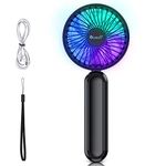 VersionTech Hand Held Fan with Color Light, 5 Speed Hand Fan,Portable Foldable USB Fan Table Fan with Rechargeable Battery Operated Electric Fan for Travel Office Room Household-Black