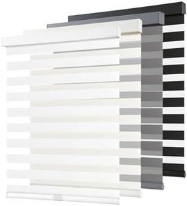 AOSKY Cordless Zebra Blinds for Windows Pull Down Roller Window Shades Dual Layer Light Filtering Privacy for Day and Night, Free-Stop Door Shades for Home Easy to Install (20" W X 72" H, White)