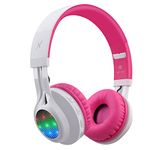 Riwbox WT-7S Kids Bluetooth Headphones Light Up, Foldable Stero Wireless Headset with Microphone and Volume Control for PC/Tablet/TV/Travel