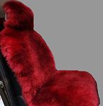 Sisha-A Winter Warm Authentic Australia Sheep Wool Car Seat Cover Luxury Long Wool Front Seat Cover Fits Most Car, Truck, SUV, or Van (Wine red)