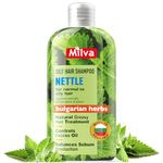 Milva Nettle Shampoo for Greasy Hair - 200 ml Natural Clarifying Shampoo for Oily Hair and Roots - Greasy Hair Remedy, Sulphate Free Shampoo Oily Scalp - Sebum Control, Oil Reducing & Volume Shampoo