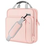 MoKo Zipper Binder, 2 inch 3 Ring Binder with Zipper, 500 Sheet Capacity Zipper Binder with Shoulder Strap Handle,Multi-Pocket Organizer for Middle School Student, Pink