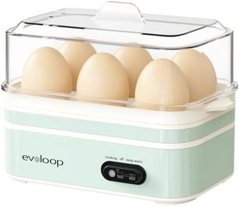 Evoloop Rapid Egg Cooker Electric 6 Eggs Capacity, Soft, Medium, Hard Boiled, Poacher, Omelet Maker Egg Poacher With Auto Shut-Off, BPA Free