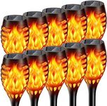 BONLION Solar Outdoor Lights, 10 Pack Solar Torch with Flickering Flame Waterproof, Solar Powered Garden Lights, LED Flame Pathway Torches Lights for Yard, Patio, Outside Landscape Décor