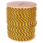 West Coast Paracord Twisted 3 Strand Polypropylene Rope (Yellow and Black, 1/4 Inch, 100 Feet) - Waterproof and Floats in Water