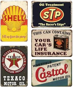 Atinpic 5pcs Metal Signs Vintage, Man Cave Garage Signs for Men, Bundle Bar Beer Tin Signs for Home Bar Wall, Mancave, Garage, Shop and Basement Wall Art Decor Gift, 8 x 12 inch (Style 2)