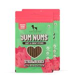 HUFT Yum Nums Soft & Chewy Sticks Strawberry with Real Chicken Treat for Dogs | High in Proteins | Gluten & Grain Free | Salt & Sugar Free | No Artificial Colours | Farm-Fresh - 75gm | Pack of 2