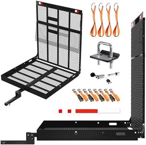 Mockins 40"x40"x4" Square Heavy Duty Trailer Hitch Cargo Carrier with Ramp | 500 Lbs. Cap Weatherproof Steel Scooter Rack for Car, SUV, Truck, Van, RV | Wheelchair Carrier for Car Hitch w/Accessories