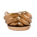 Lasaki Hand with Tray Plate Ceramic Pots for Indoor Plants,Planters,Flower pots,gamla,Outdoor,Succulent(Color:Golden, Plate:Golden) Cir001(Plants not Included)