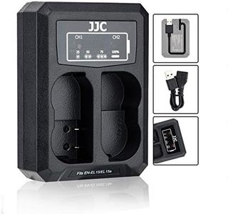 JJC EN-EL15 EN-EL15a EN-EL15b Battery Charger USB Dual Slots for Nikon Z f Z6 III Z6II Z7II D780 Z6 Z7 D850 D750 D610 D600 D500 D7500 D7200 D7100 D7000 D810A D810 D800E D800, with 40cm Extension Cable