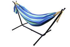 Ross James Garden Furniture, 100% Double Cotton Hammock with heavy Duty Metal Stand with over 200kg Weight Capacity (2020 Model) (Ultra Marine)