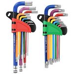 HDYEGIOU 18Pcs Allen Key Set,Metric Ball End and Torx/Star Hex Key Set with Colour Coding,Sizes 1.5mm-10mm,T10-T50,Allen Wrench Set for Furniture Assembly Bike Motorcycle Repair Household DIY.