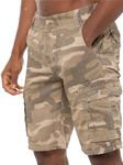 BRAND KRUZE Mens Shorts Cargo Combat Camouflage Summer Casual Cotton Half Pants KZS116 Beige 34