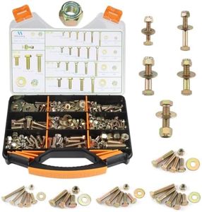 540pcs SAE 1/4" 5/16" 3/8" 7/16" 1/2" Nylon Locknut Hex Bolt Flat Washer Assortment Kit by Color Galvanization,Alloy Steel,Grade 5.Length 1/2"- 2".23 Common Size for Automative,Fixture,DIY Design.