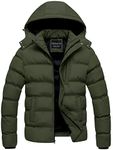 CREATMO US Mens Winter Coats Puffer Coat Warm Parka Jacket Anorak Jacket Winter Coat with Detachable Hood Faux-Fur Trim Army Green Small