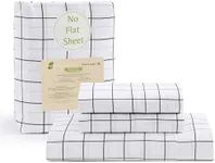 LANE LINEN 100% Organic Cotton Fitted Sheet Queen, 3 PC Set (1 Fitted Sheet,2 Pillowcases), Soft Percale Weave, Queen Size, Soft, Breathable, Fits Mattress Upto 15" Deep - Windowpane (No Flat Sheet)