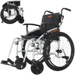 MobiQuip All Terrain Adult Wheelchair, Self-Propelled - 12.5kg Lightweight, Aluminium Frame - Silver, Wide 20" Seat - Easy-Fold & Quick Release - 24" Pneumatic Tyres - Customisable Support