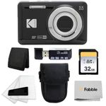 Kodak PIXPRO FZ55 Digital Camera (Black) + Black Point & Shoot Camera Case + Transcend 64GB SD Memory Card + Tri-fold Memory Card Wallet + Hi-Speed SD USB Card Reader + More!