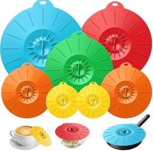 7 Pack Silicone Lids, Microwave Splatter Cover, 5 Sizes Reusable Heat Resistant Food Suction Lids fits Cups, Bowls, Plates, Pots, Pans, Skillets, Stove Top, Oven, Fridge BPA Free, Mothers Day Gifts