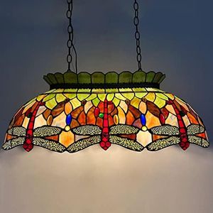 Capulina Tiffany Lamp Red Stained Glass Pool Table Light Chandelier 3-Light