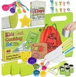 40Pcs Kids Knife set for Real Cooking - Montessori Kitchen Tools for Toddlers - Safe Kitchen Tools and Accessories with Recipes Book, Cutting Board and Knife set - Kids Knives and Cooking Utensils Kit