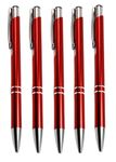 Lalade Stylish quality 5 metal ballpoint Pens, black ink, soft writing experience (Red)