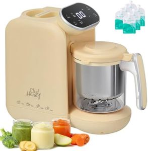 Baby Food Maker, 5 in 1 Baby Food Processor, Smart Control Multifunctional Steamer Grinder with Steam Pot, Auto Cooking & Grinding, Baby Food Warmer Mills Machine (Yellow)