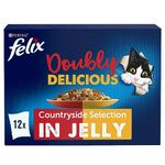 Felix Doubly Delicious Meat Cat Food 12x100g, Pack of 4