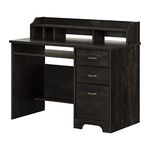 South Shore Furniture Versa Computer Desk with Hutch Rubbed Black, Traditional, Medium Desk