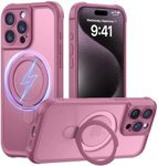 MOCCA Design for iPhone 15 Pro Case with Magnetic Invisible Stand [Full Camera Protection] [Compatible with Magsafe] Military Drop Shockproof Translucent Matte Phone Case Cover 6.1",Lavender Purple