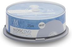 25 Pack Millenniata M-Disc DVD 4.7GB 4X HD White Inkjet Printable 1000 Year Permanent Data Archival / Backup Blank Media Recordable Disc