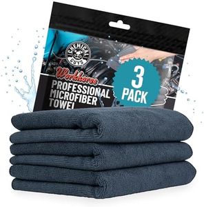 Chemical Guys Workhorse Professional Grade Microfiber Towel, Black, (Safe for Car Wash, Home Cleaning & Pet Drying Cloths) 16" x 16" (Pack of 3)