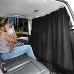 MEEWOO Car Divider Privacy Curtain, Blackout Suede Sun Shade Cover Front & Rear Seat Partition Space Divider Auto Van Truck Interior Accessories for Family Travel Camping Baby Sleeping (Black, Small)