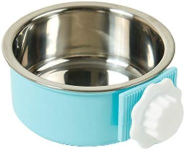 THAIN Crate Dog Bowl Removable Stainless Steel Hanging Pet Cage Bowl Water Food Feeder Coop Cup for Cat, Puppy, Birds, Rats, Guinea Pigs (Small, Blue)