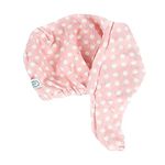 The Vintage Cosmetic Company Pink Polka Dot Hair Turban, Lightweight Absorbant Microfibre Hair Towel, Hair Turban for Wet Hair, Quick Drying Frizz Free Hair, Pink Polka Dot Design