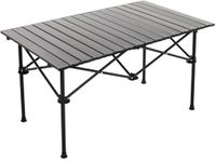 Inditradition Multipurpose Folding Utility Table | Ideal for Indoor & Outdoor Picnic | Aluminium Stackable Top & Frame (37x22x20 Inches, Black, Large Size)