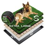 MEEXPAWS Extra Large Dog Artificial Grass Litter Box Toilet with Tray | 45×35 in | 2pcs Sturdy Grass Replacement Set with Anit Bite Edge | Rapid Drainage for Indoor Use