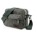 GEARONIC TM Men Vintage Crossbody Canvas Messenger Shoulder Bag School Hiking Military Travel Satchel, Gray, S