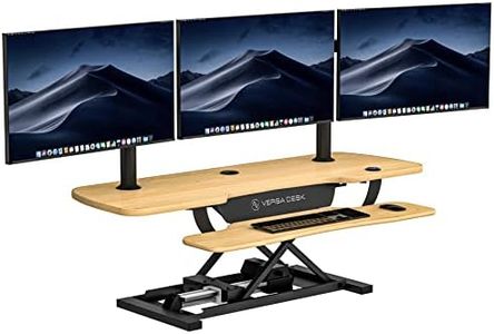 VERSADESK 48 Inch Extra Wide Electric Standing Desk Converter, PowerPro Height Adjustable Sit to Stand Desk Riser with Keyboard Tray, Built-in USB Charging Port, Hold 80 lbs, Maple