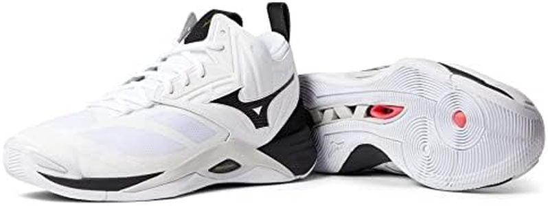 Mizuno mens 2 Wave Momentum Mid Volleyball Shoe 10, White/Black, 10 US