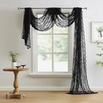 NOIR GOTHIC DECOR Black Window Scarf 216 Inches Long. Lace Window Scarf for Goth Decor or Victorian Decor. Gothic Window Scarves Can Be Used as Bed Canopy Curtains or Black Lace Fabric. LE Black 216