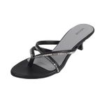 Mochi Women Black Kitten Heel Beaded Fashion Slip-on Sandal UK/5 EU/38 (40-197)