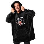 Stranger Things Hoodie Blanket for Men and Teenagers - Cosy Oversized Fleece Hoodie One Size Sherpa Hood - Gifts for Him Black