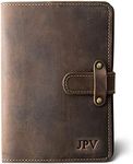 PEGAI Personalized Leather Journal Notebook- Handmade Leather Traveler's Notebook Planner |Refillable Leather Notebook Cover | Professional Notebooks for Work | DuPage Chestnut,Midi | Unlined