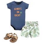 Hudson Baby Unisex Baby Cotton Bodysuit, Shorts and Shoe Set, Vacay, 12-18 Months