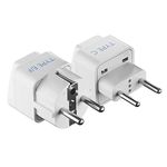 Ceptics European Travel Plug Adapter - Light Weight - Type C, Schuko Type E/F - Ultra Compact - India to Most of Europe - CE Certified - RoHS Compliant (EU-2SET)