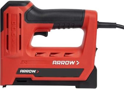 Arrow ET501F Corded 5-in-1 Professional Electric Staple and Nail Gun, Wire Stapler, and Brad Nailer for Upholstery, Framing, Insulation, Crafts, Fencing, and Cable, Black/Red