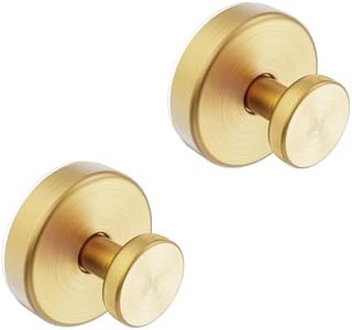 Hviiso Suction Cup Hooks for Glass Window, Mirror - Shower Hooks for Inside Shower, No Drill Towel Hooks for Bathrooms, Bath Robe Coat Looafh Hook for Hanging - Gold(2 Pack)